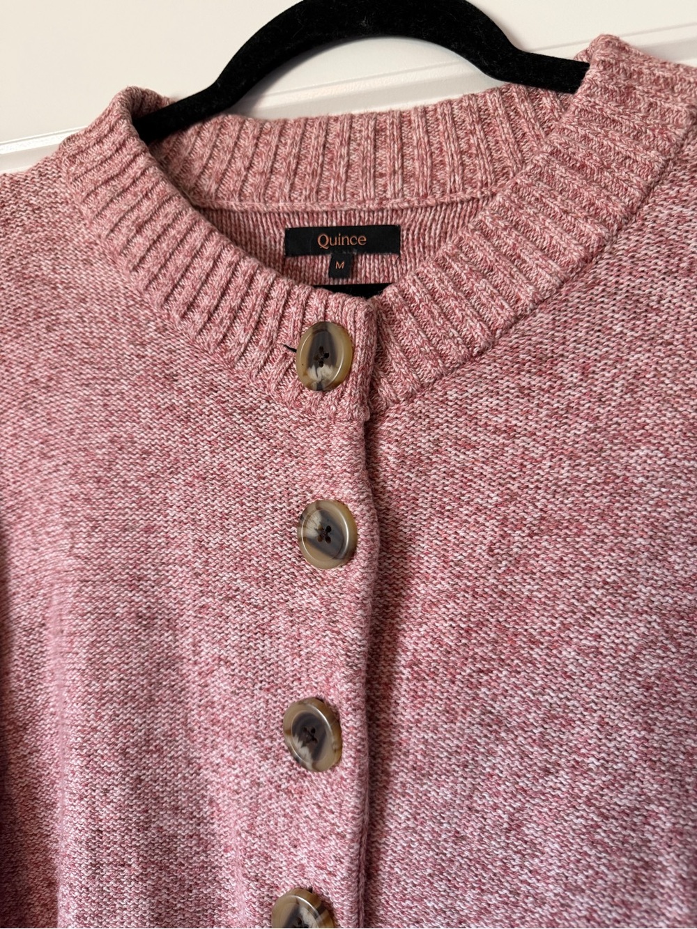 Quince Marled Rose Button-Front Women's Cropped Cardigan - Picture 2 of 8